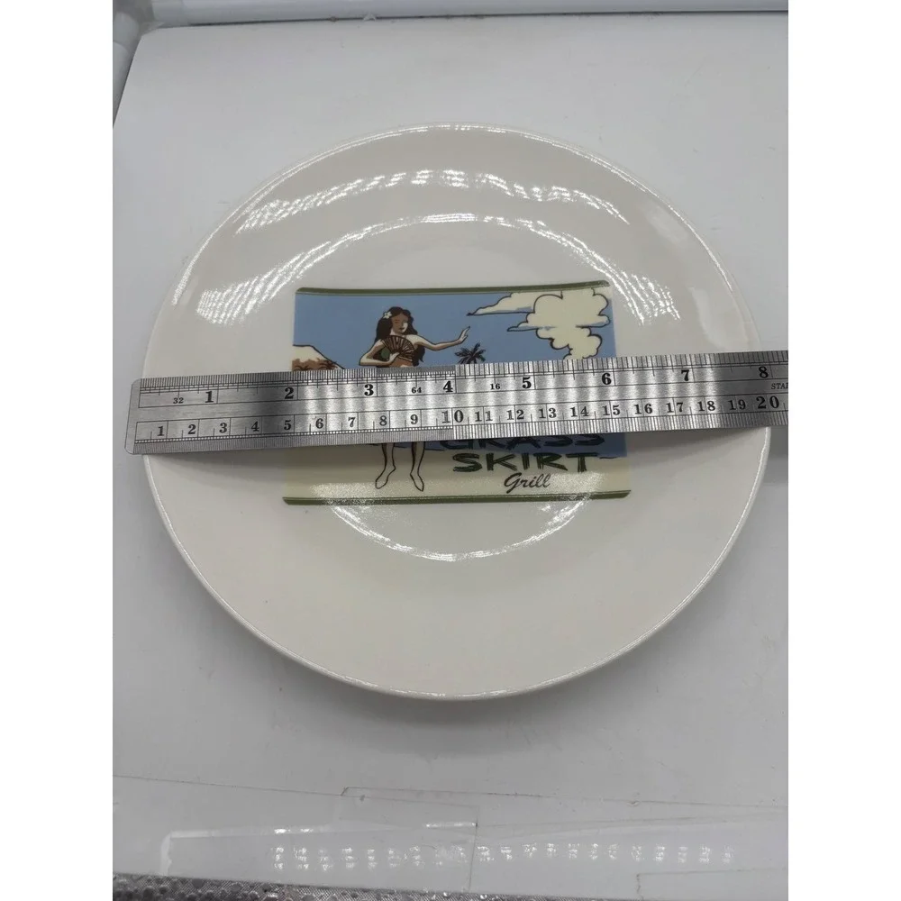 Pottery Barn Aloha Girls Dessert Plates Set of 4 Hawaiian Hula Tiki Bar 8